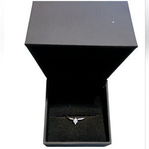 Womens 14K white gold marquise cut engagement ring